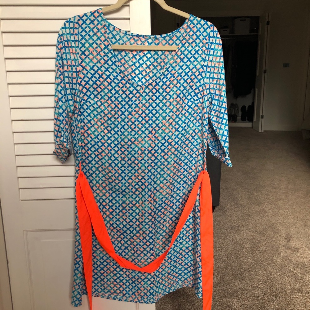 Blue & Orange Patterned Dress